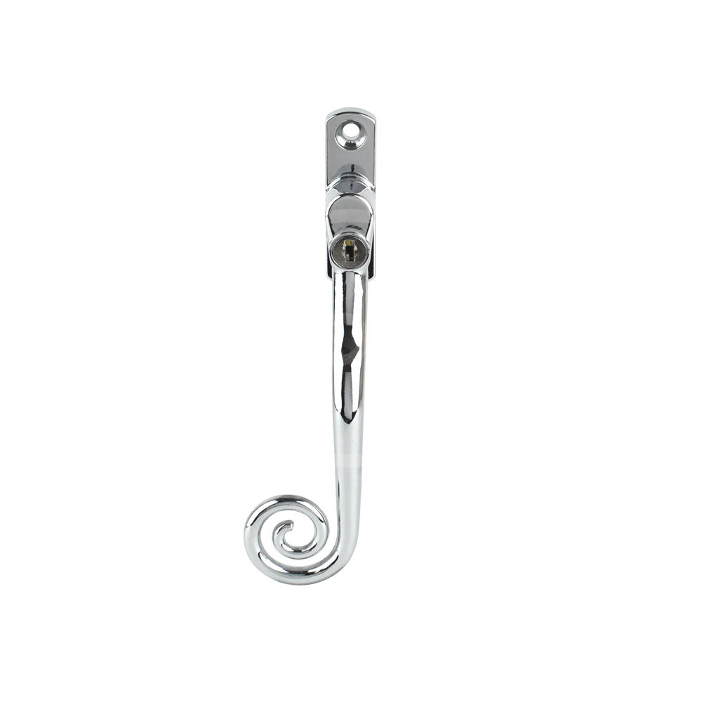 Cornish Heritage Monkey Tail Espag Window Handle - Polished Chrome (Left-Hand)